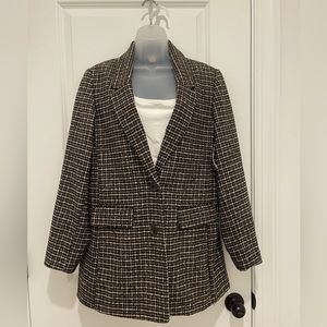 NWT Old Navy Medium Black/Tan/Cream Long Blazer Coat